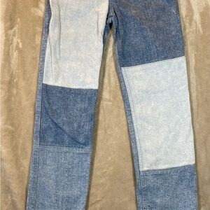 Abercrombie Kids High-Rise Straight Jeans - Blue patchwork